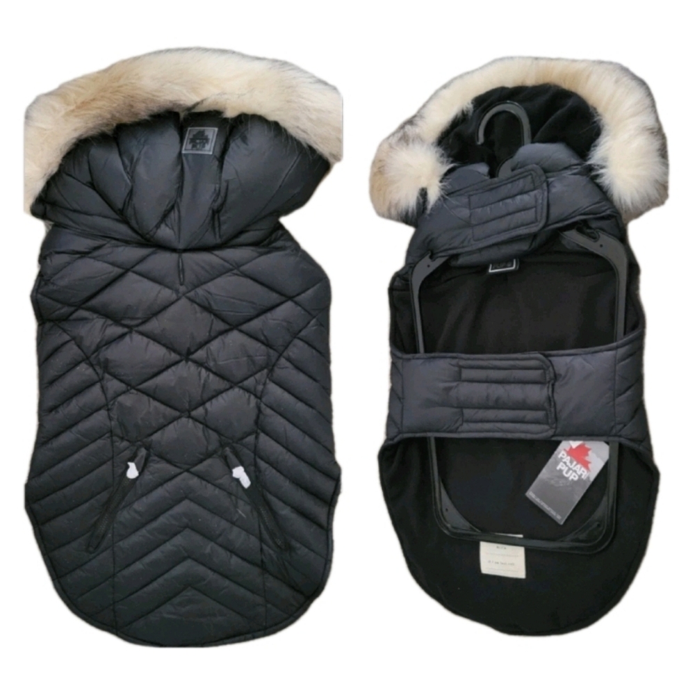 Pajar Black Dog Coat with Fur Trim NWOT